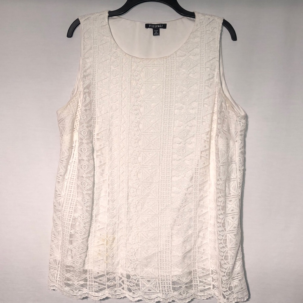 Roz & Ali Womens Sleeveless Lace Lined Top Size 2X